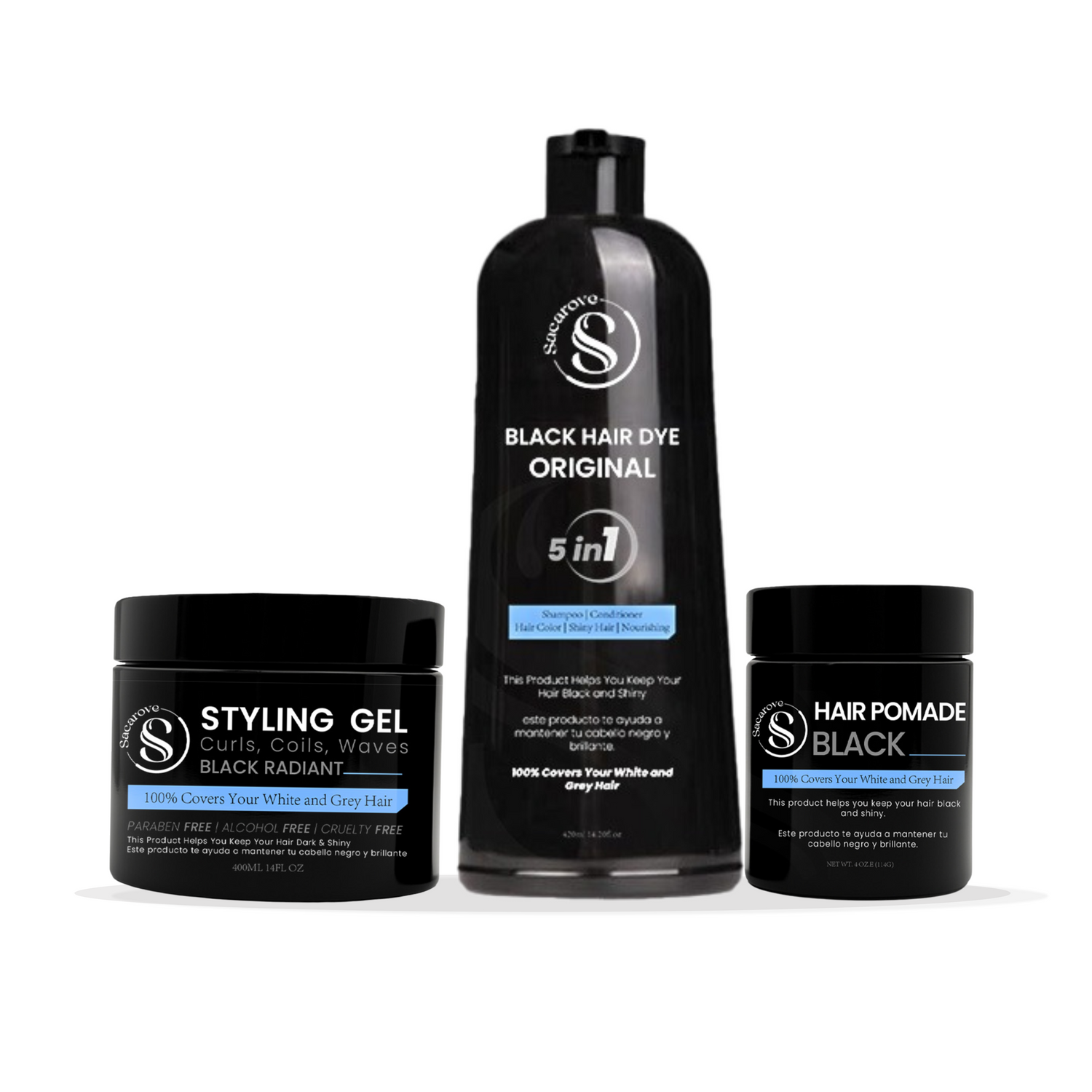 Black Hair Dye Range Shampoo,Gel, Pomade