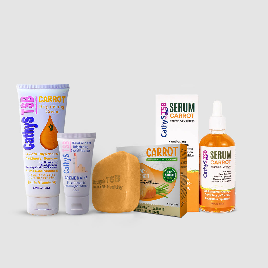 Carrot Brightening Set ( Cream, Rebel,  Soap, Serum)
