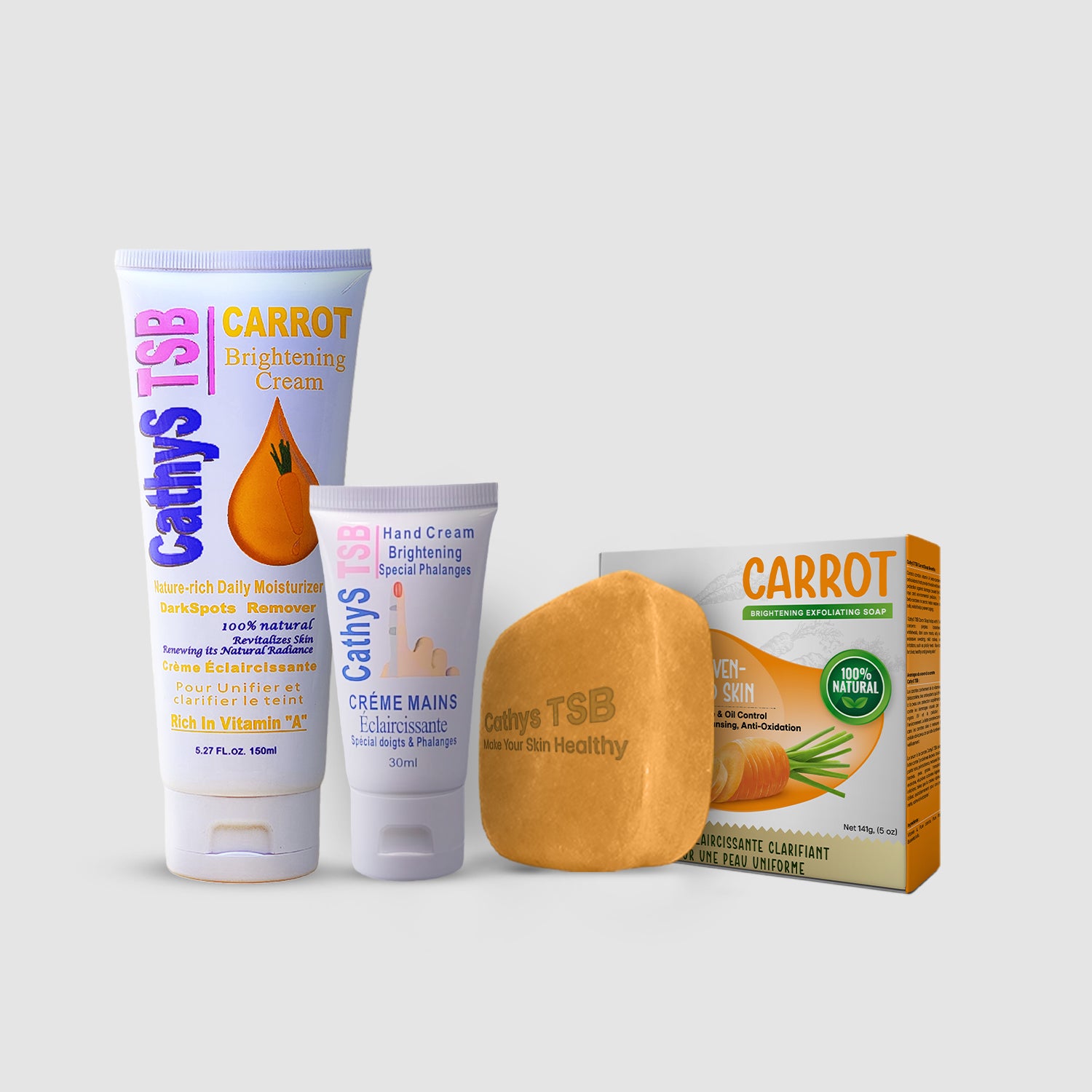Carrot Brightening Anti-aging Hydrating (1 Cream 150ml & 1 Soap & 1 Rebèl 30ml)