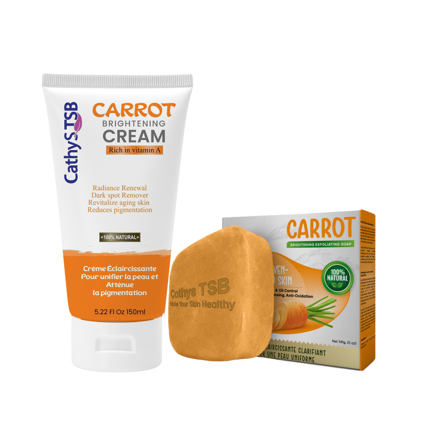 Carrot Brightening Cream & Soap Help to Remove Dark spots & Wrinkles