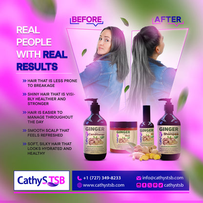 Before and after results showing improved hair texture 