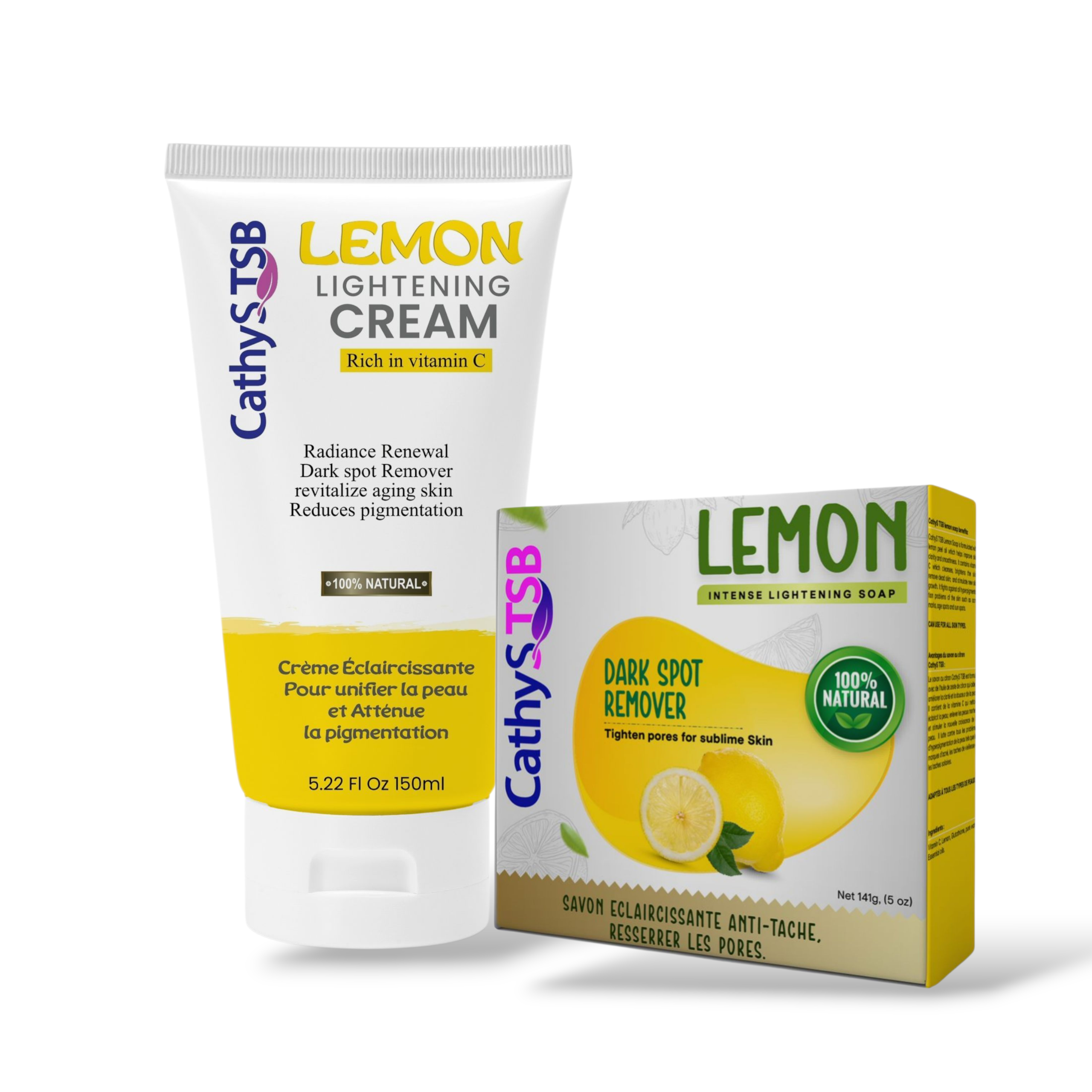 Lemon Brightening, hydrating,  minimize pores Cream 150ml, Soap. 141g