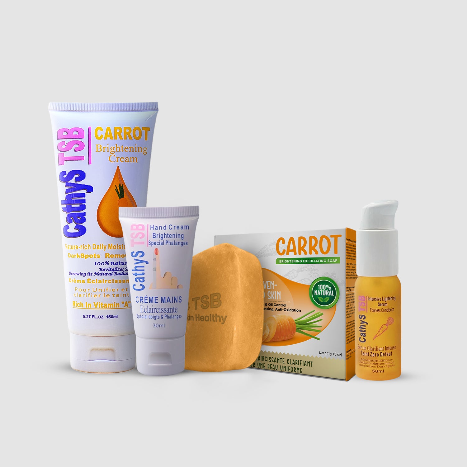 Carrot Brightening Set Creams, Soap, Serum - CathyS TSB
